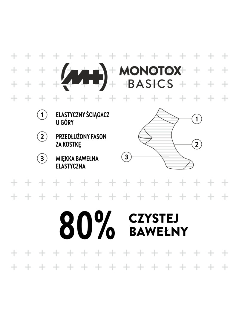 Monotox Męskie Skarpety Ankle 3pak - Białe | Komfort