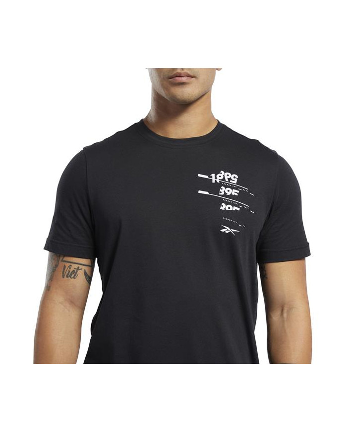 Reebok Męski T-shirt Ts Cotton Graphic Tee Czarny | Oficjalny sklep | Monotox