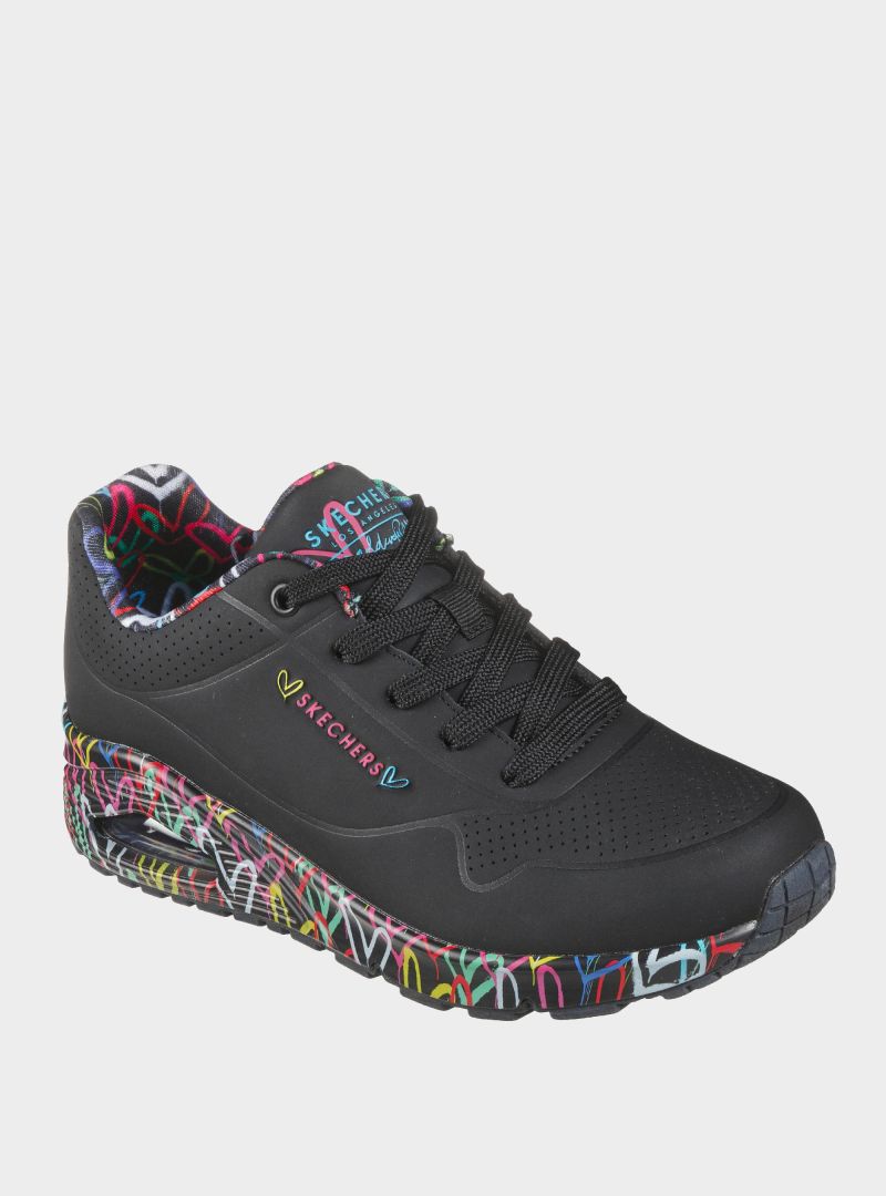 Skechers Damskie Sneakersy UNO LOVING LOVE Czarny