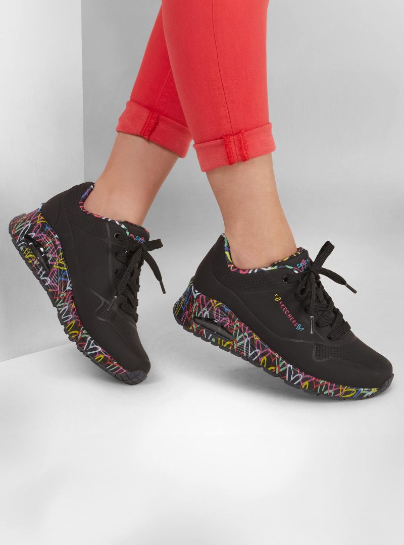 Skechers Damskie Sneakersy UNO LOVING LOVE Czarny