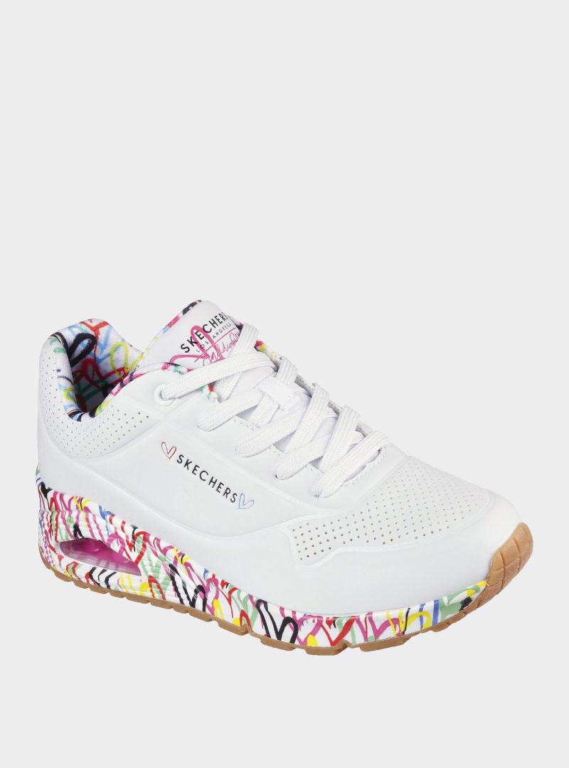 Skechers Damskie Sneakersy Uno Loving Love - Białe