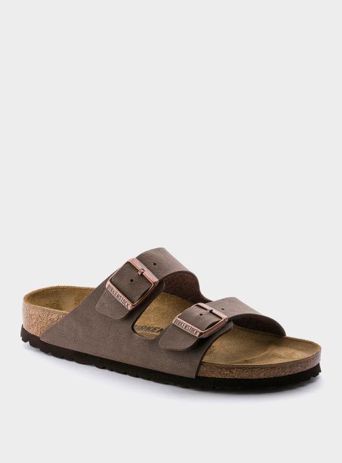 Birkenstock Męskie Klapki Arizona Birkibuc - Brązowe