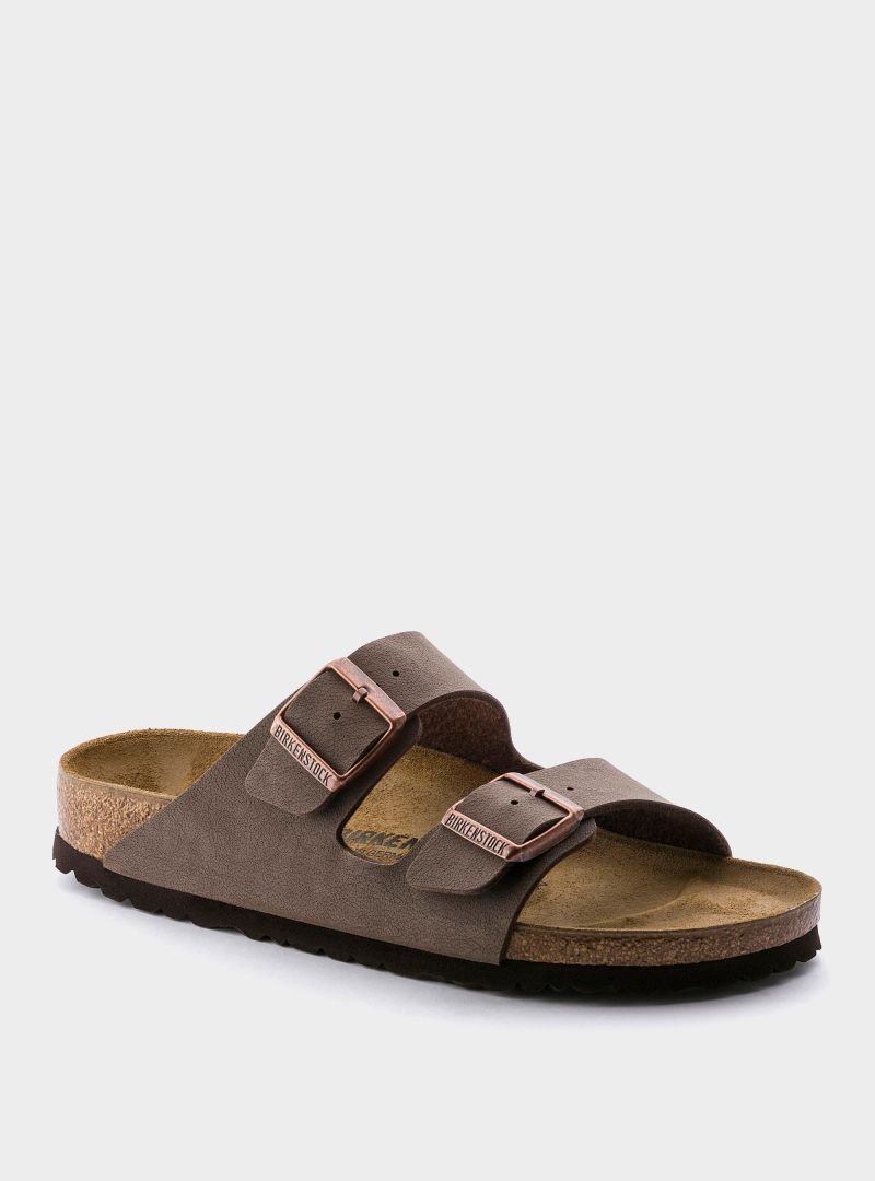 Birkenstock Męskie Klapki Arizona Birkibuc - Brązowe