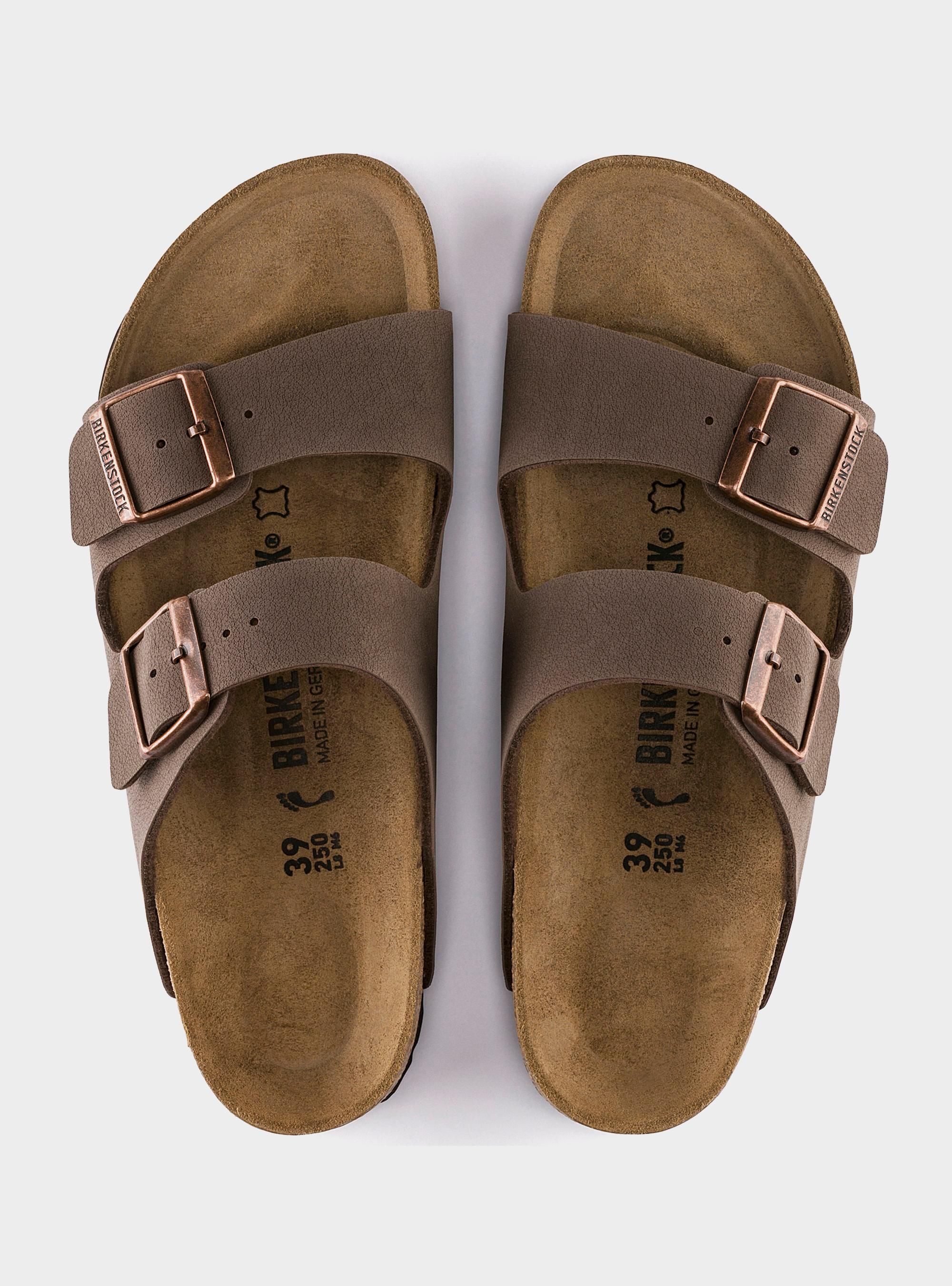 Birkenstock Męskie Klapki Arizona Birkibuc - Brązowe