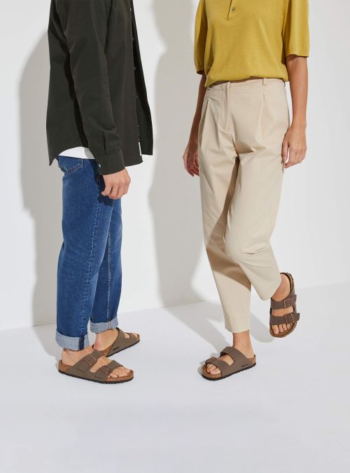 Birkenstock Męskie Klapki Arizona Birkibuc - Brązowe