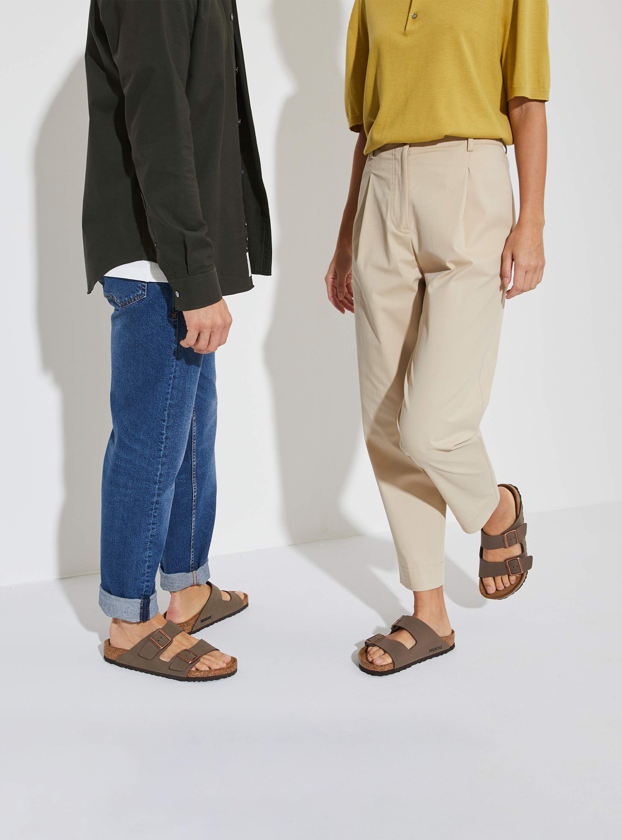 Birkenstock Męskie Klapki Arizona Birkibuc - Brązowe