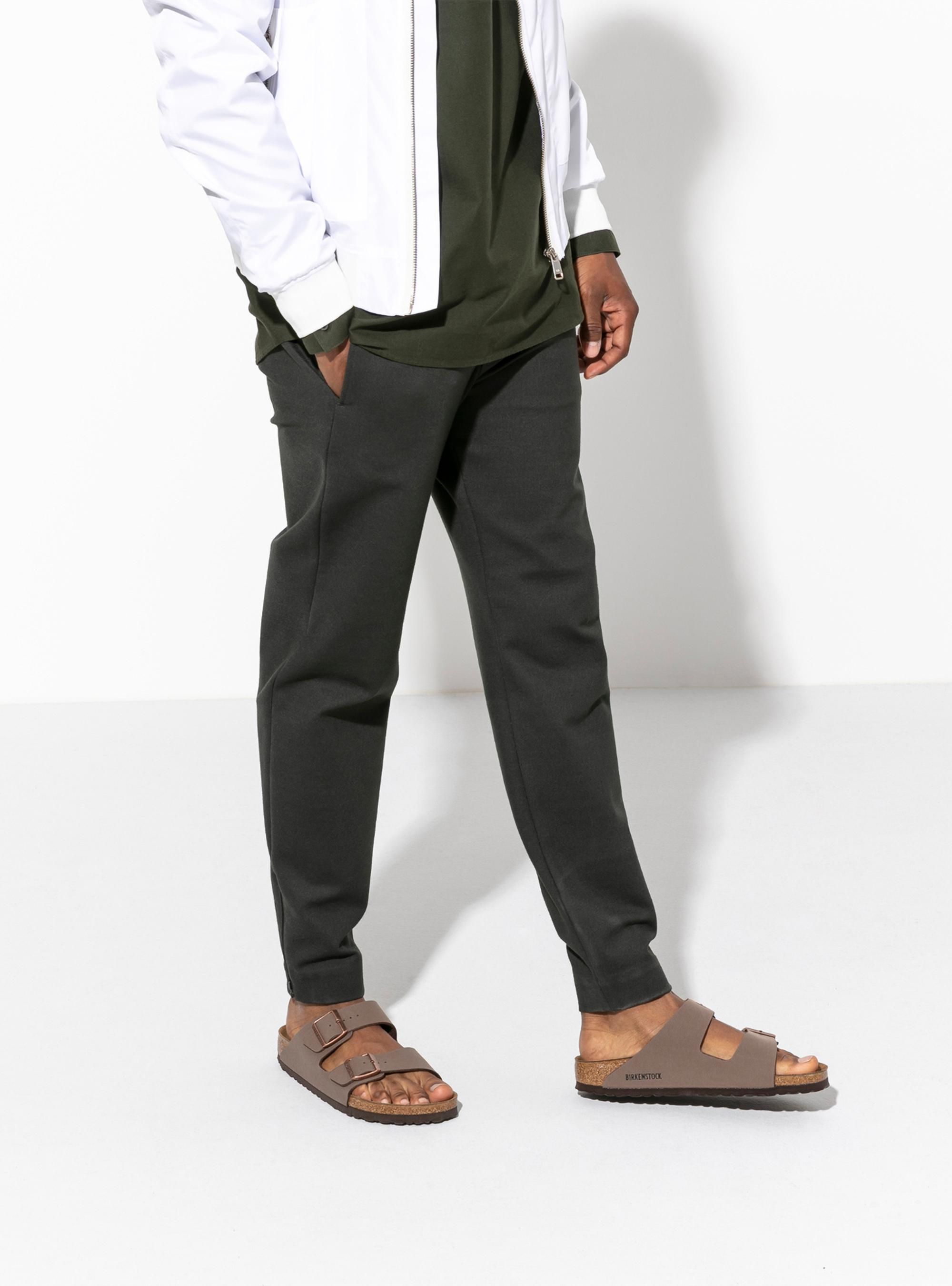 Birkenstock Męskie Klapki Arizona Birkibuc - Brązowe