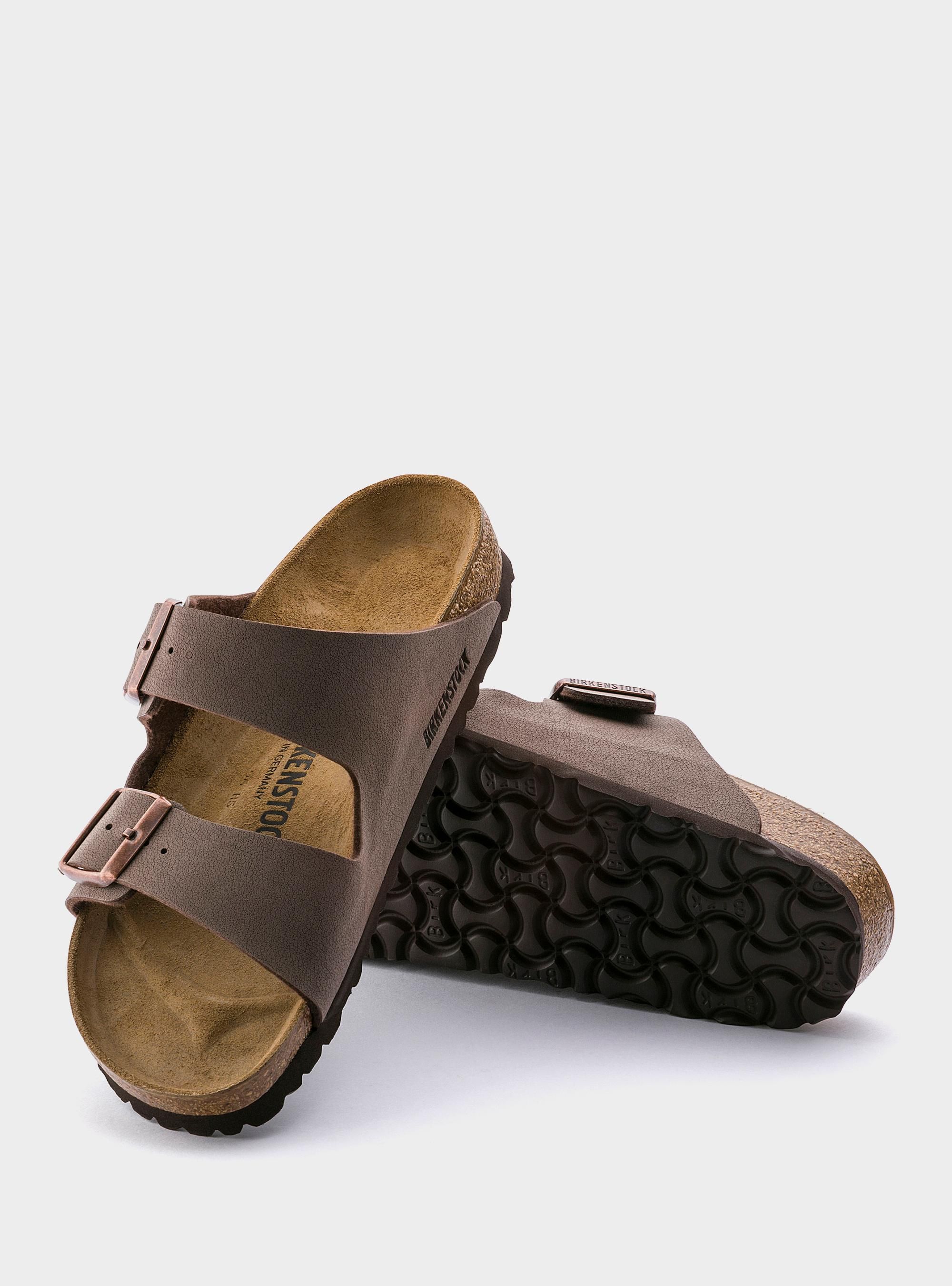 Birkenstock Męskie Klapki Arizona Birkibuc - Brązowe