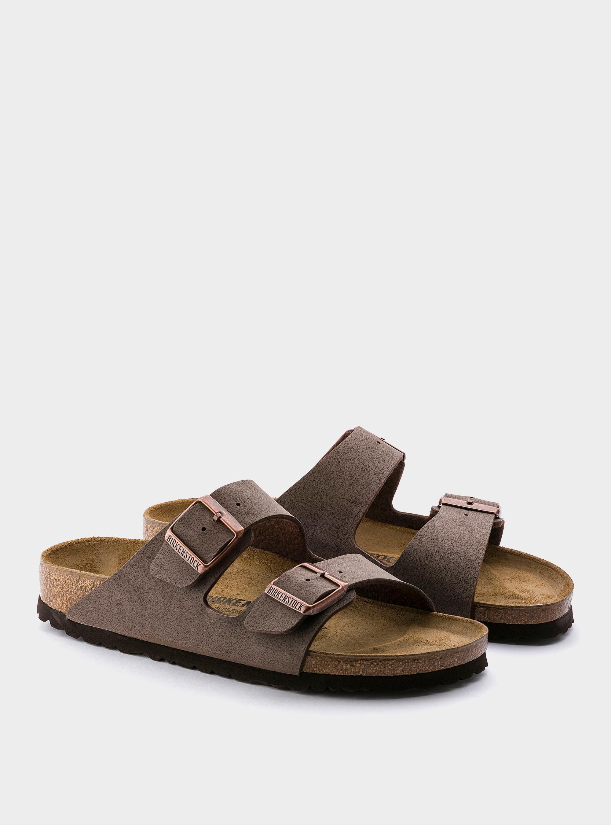 Birkenstock Męskie Klapki Arizona Birkibuc - Brązowe