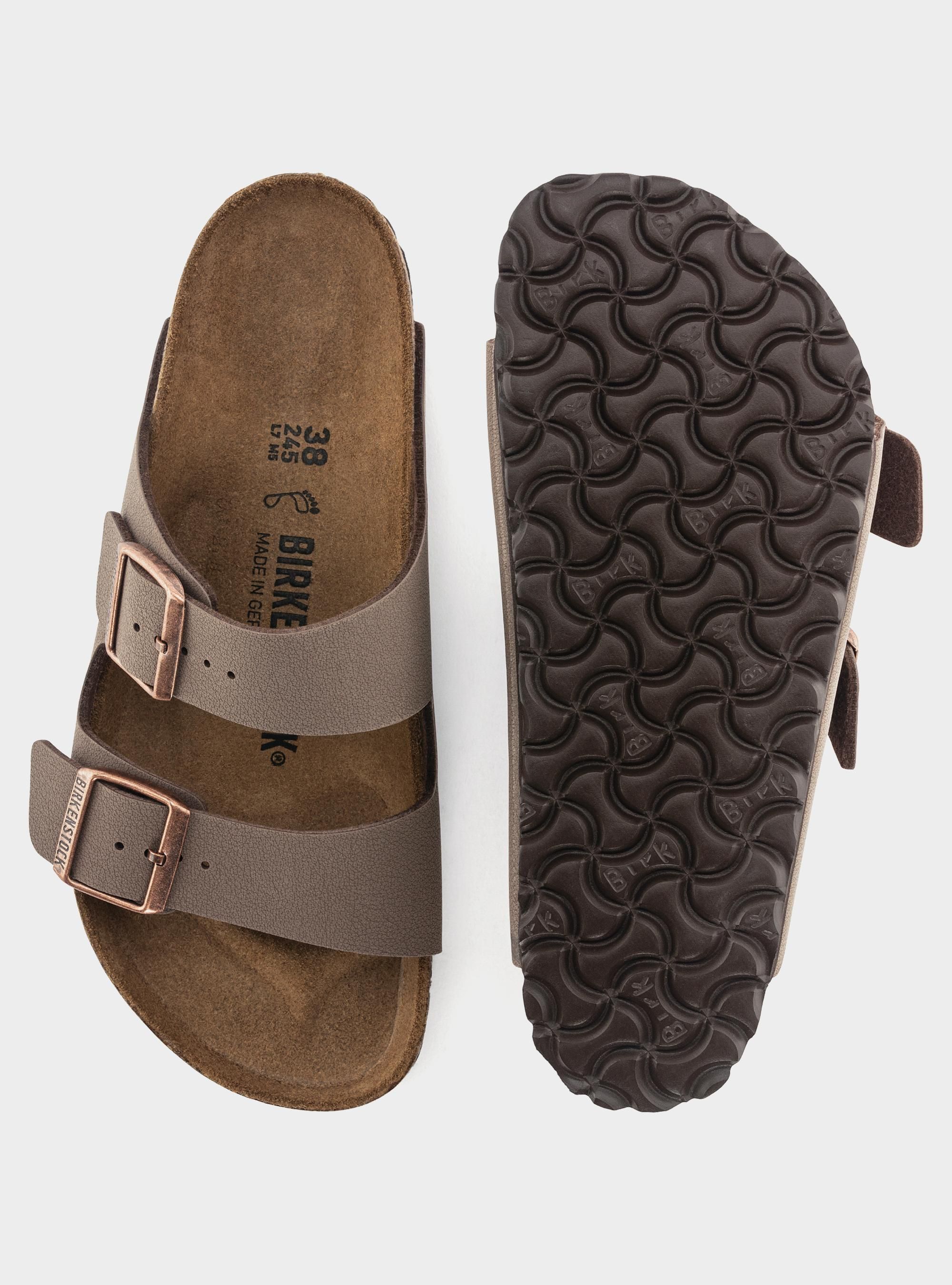 Birkenstock Męskie Klapki Arizona Birkibuc - Brązowe