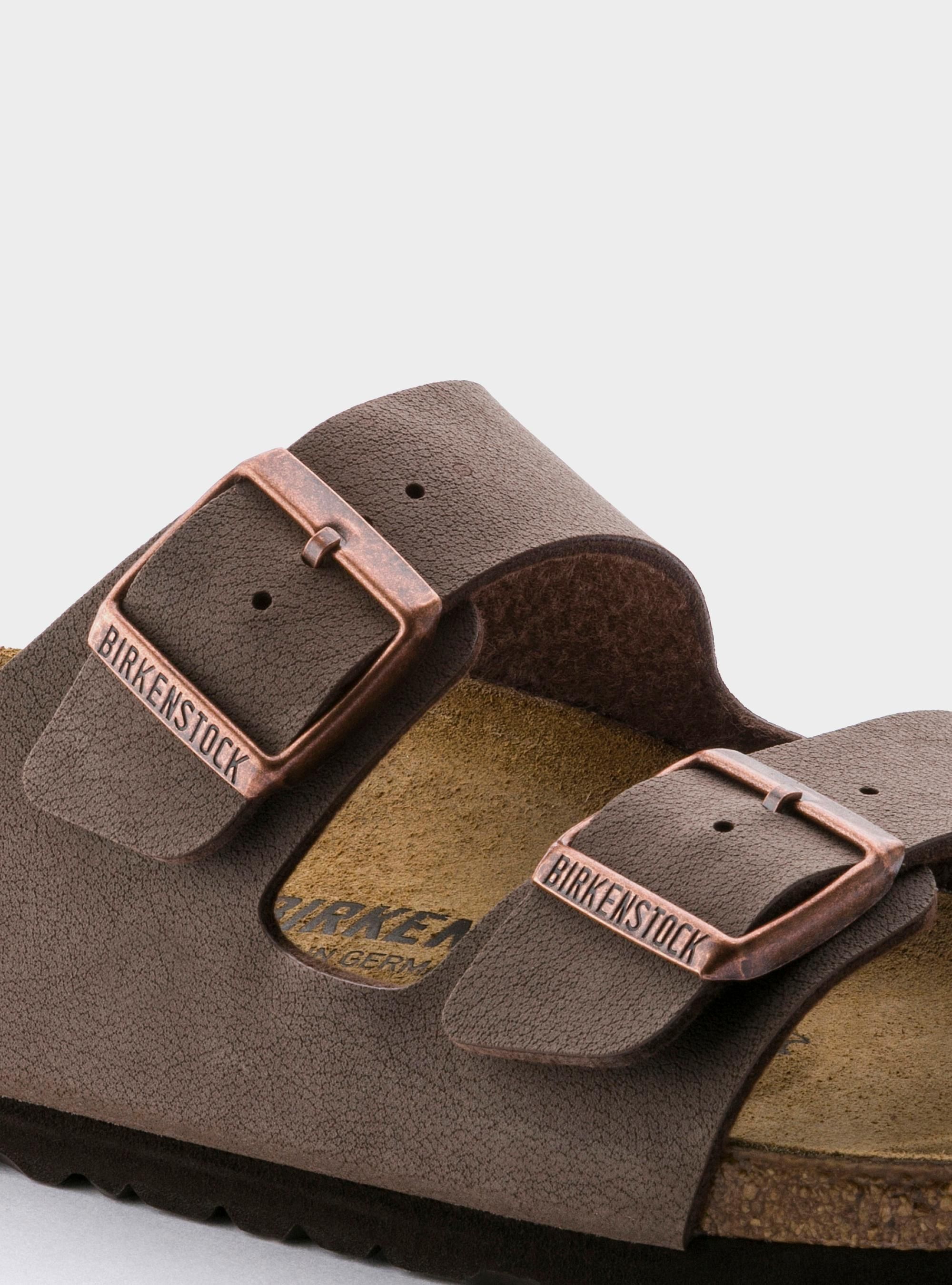 Birkenstock Męskie Klapki Arizona Birkibuc - Brązowe