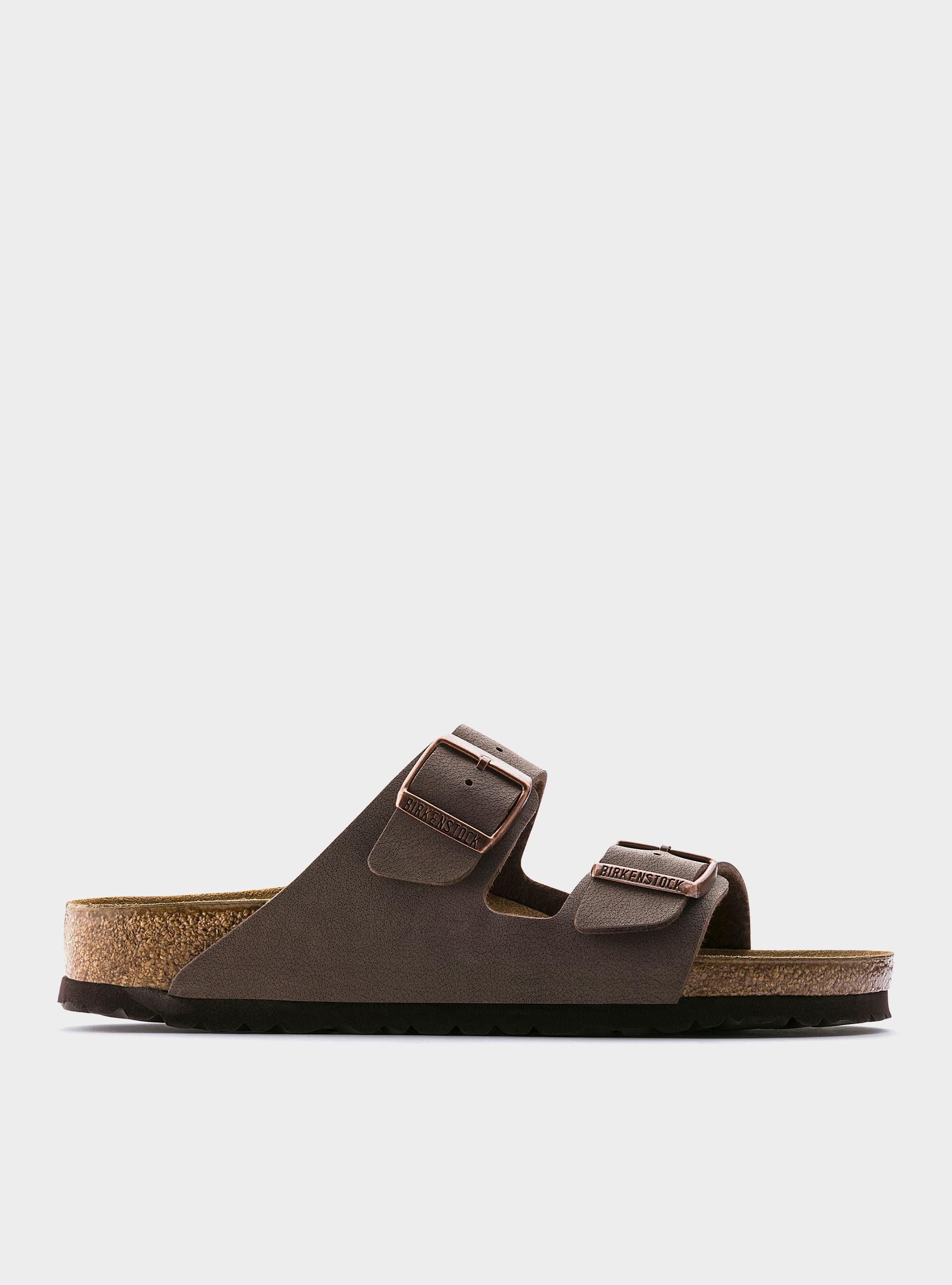 Birkenstock Męskie Klapki Arizona Birkibuc - Brązowe