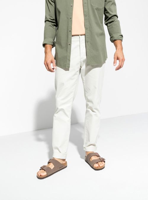 Birkenstock Męskie Klapki Arizona Birkibuc - Brązowe