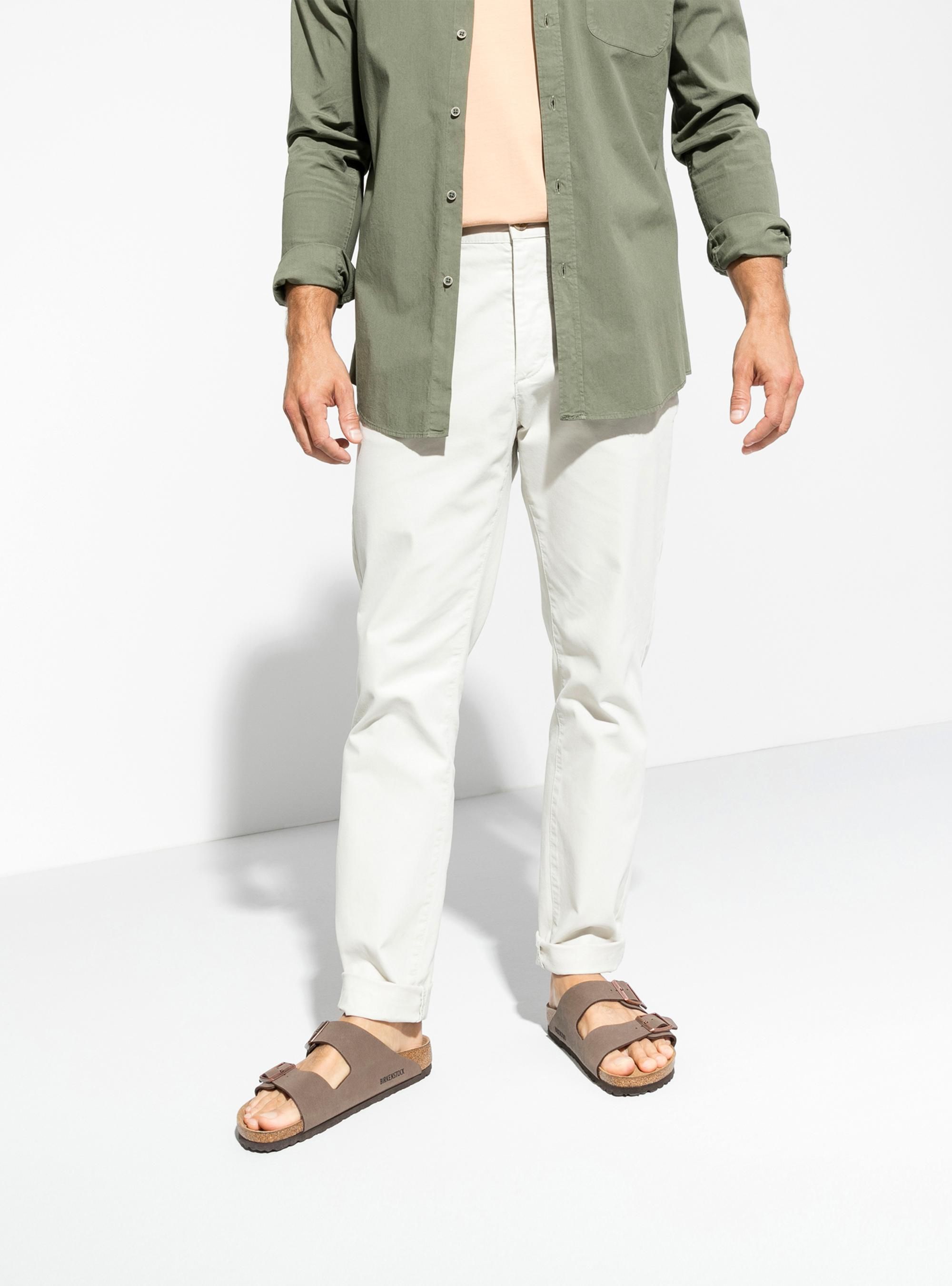 Birkenstock Męskie Klapki Arizona Birkibuc - Brązowe