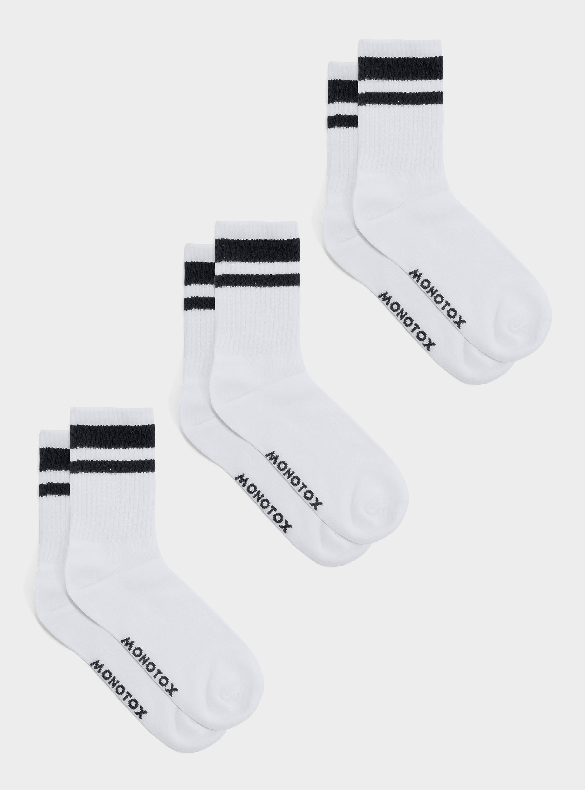 Monotox Męskie Skarpety High Stripes 3pak - Biały