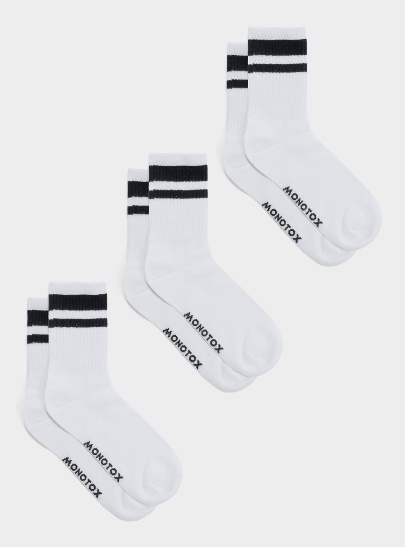 Monotox Męskie Skarpety High Stripes 3pak - Biały