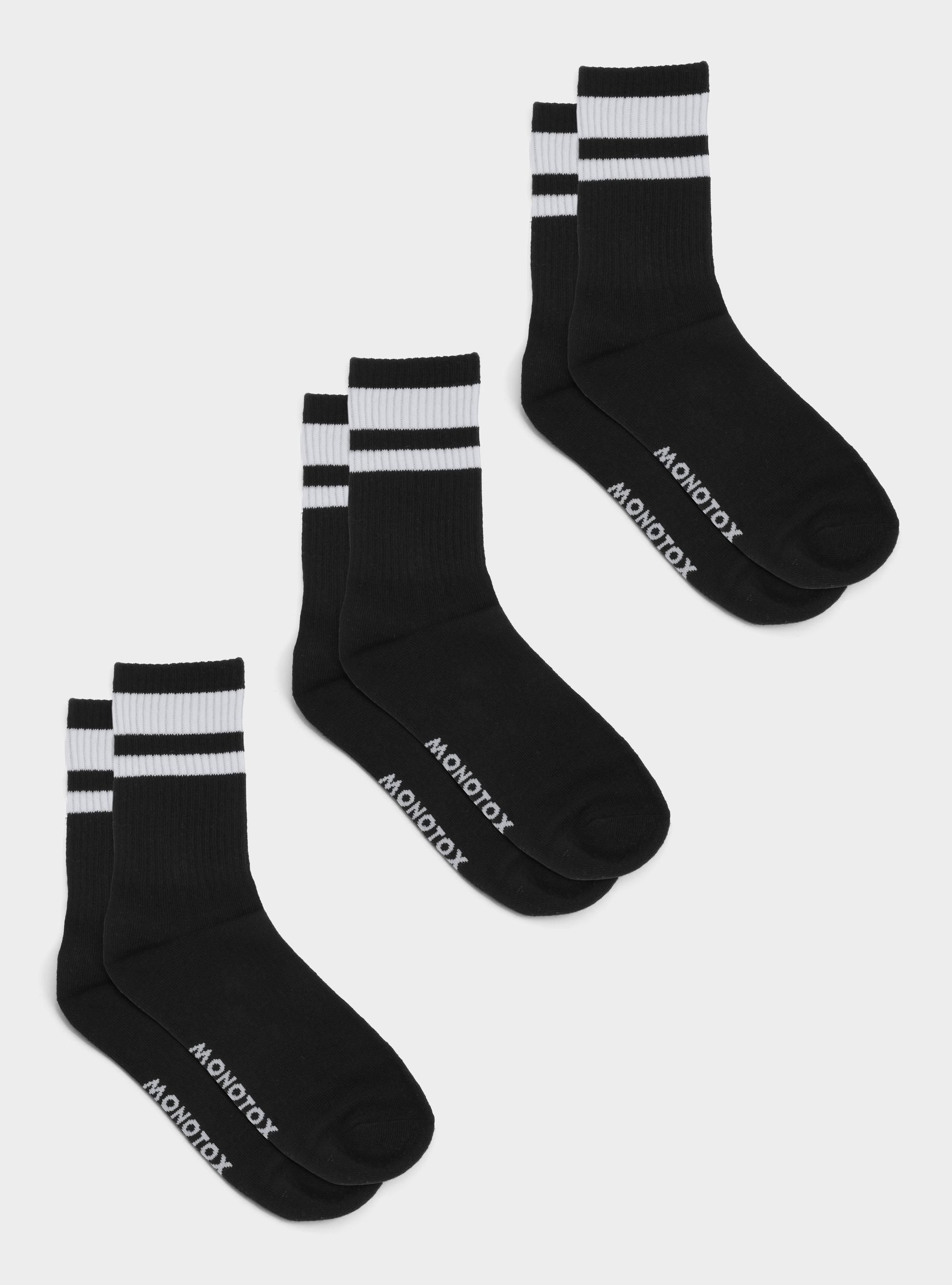 Monotox Męskie Skarpety High Stripes 3pak - Czarne