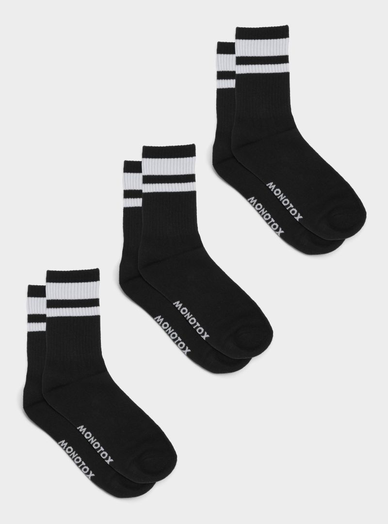 Monotox Męskie Skarpety High Stripes 3pak - Czarne