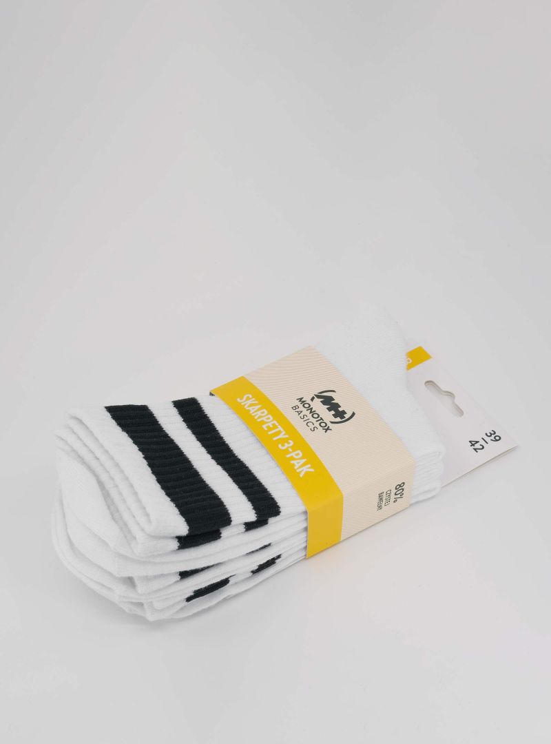 Monotox Męskie Skarpety High Stripes 3pak - Biały
