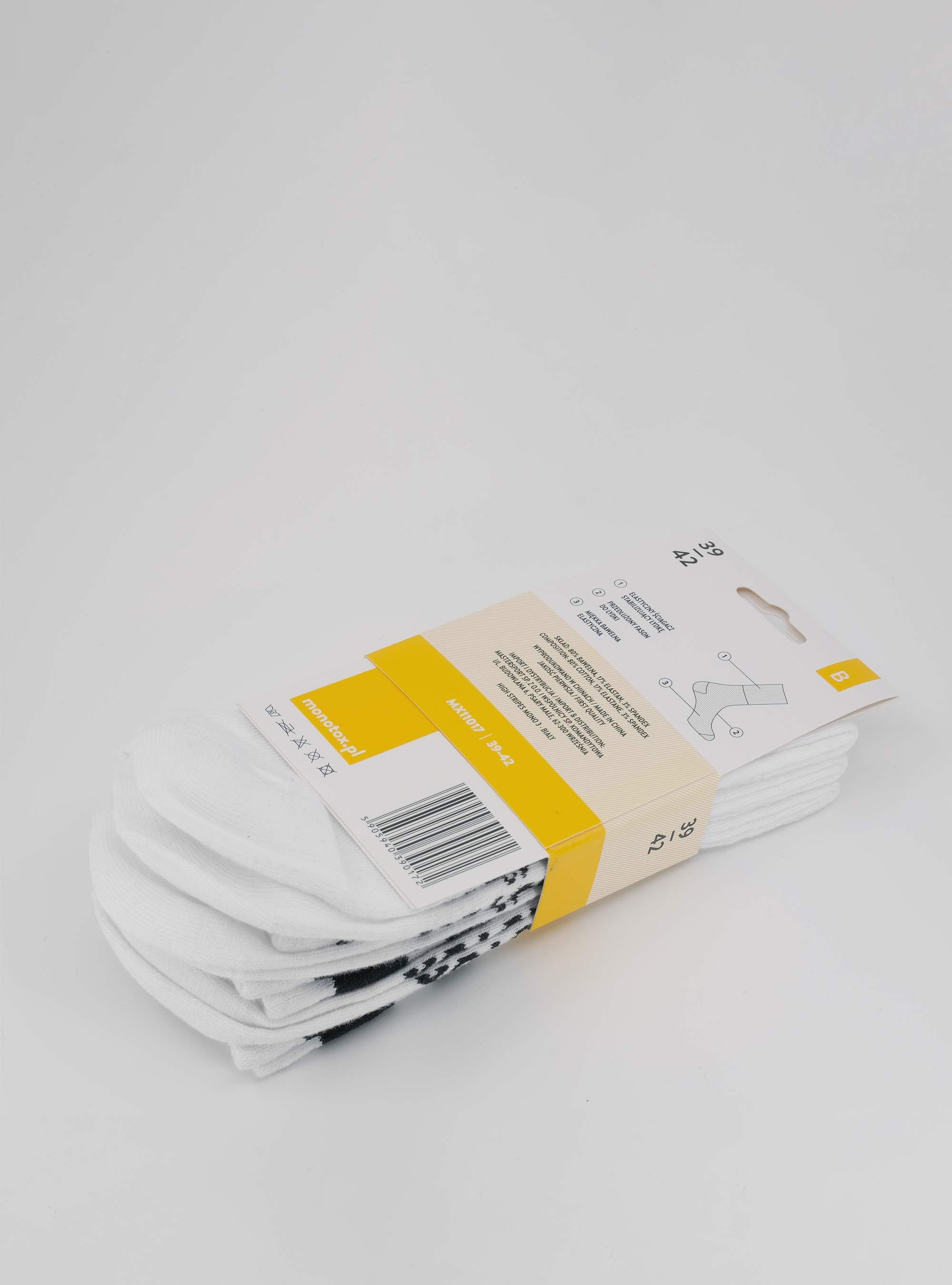 Monotox Męskie Skarpety High Stripes 3pak - Biały