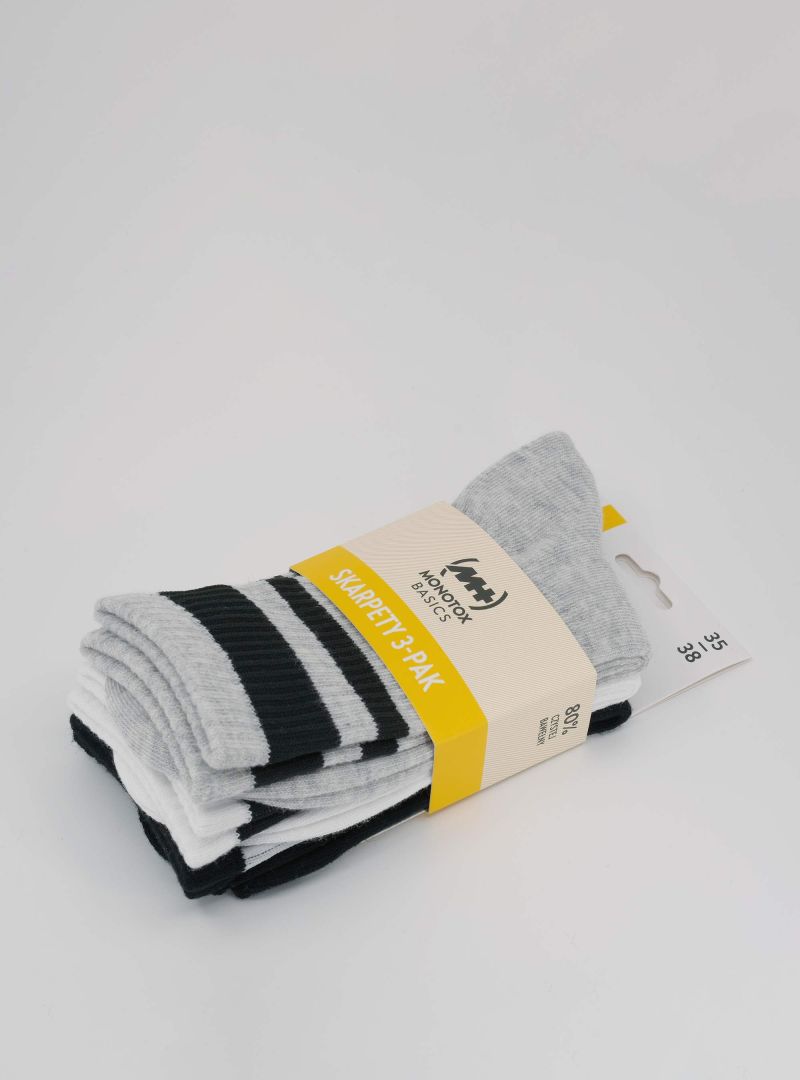 Monotox Męskie Skarpety High Stripes 3pak - Mix Kolorów