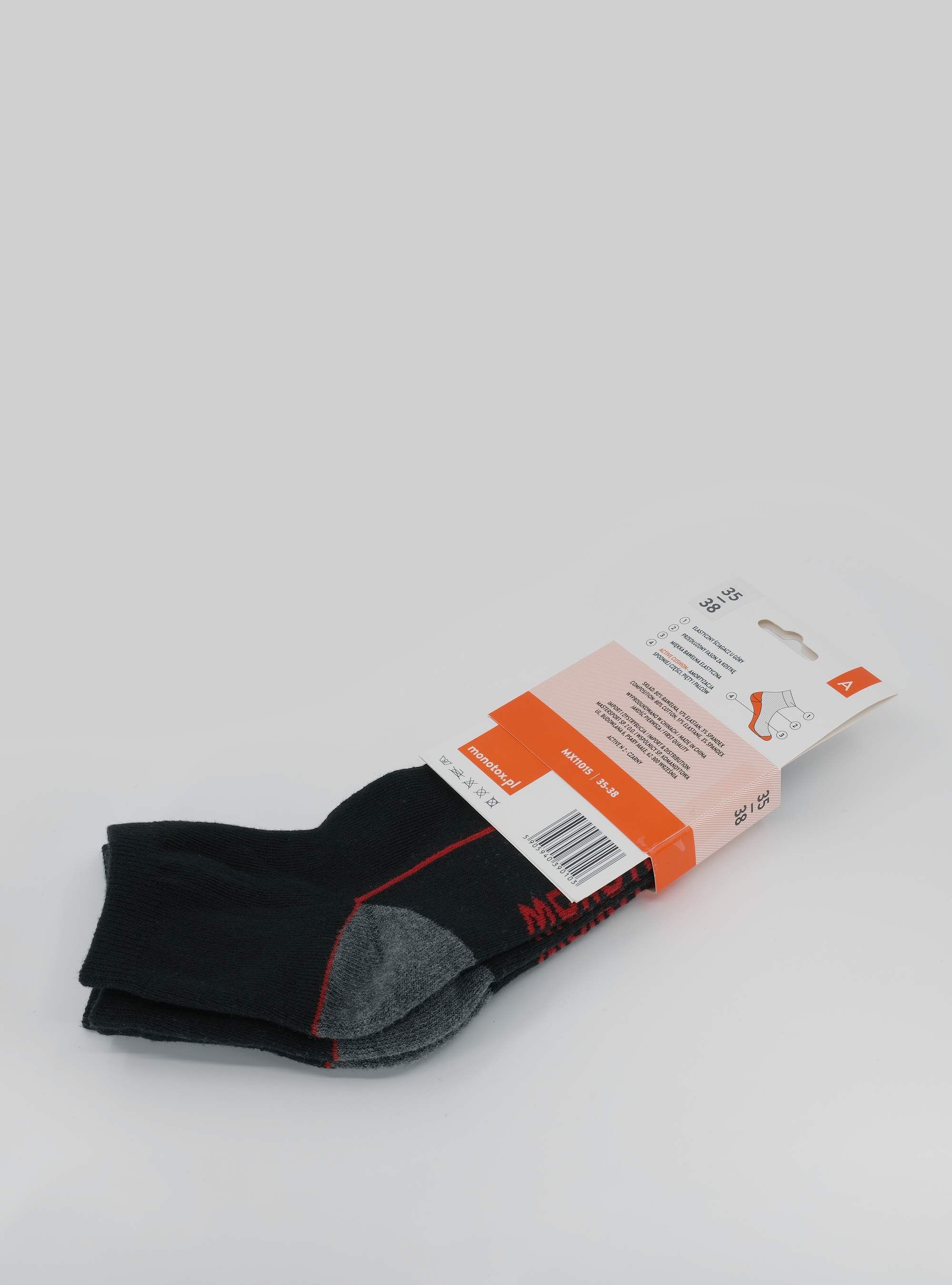 Monotox Męskie Skarpety Sportowe Ankle Active N 2-PAK - Czarne