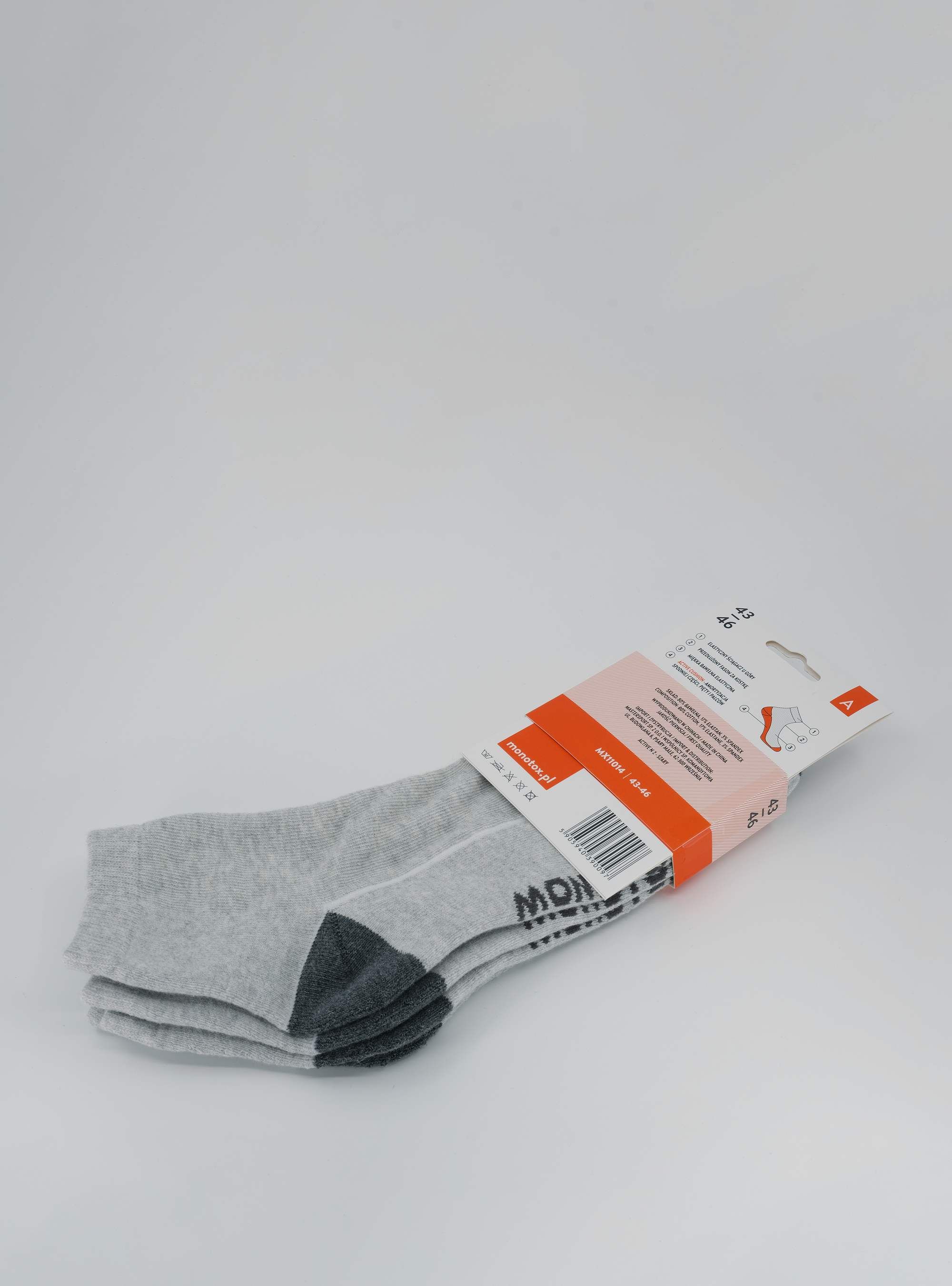 Monotox Męskie Skarpety Ankle Active 2pak - Szare