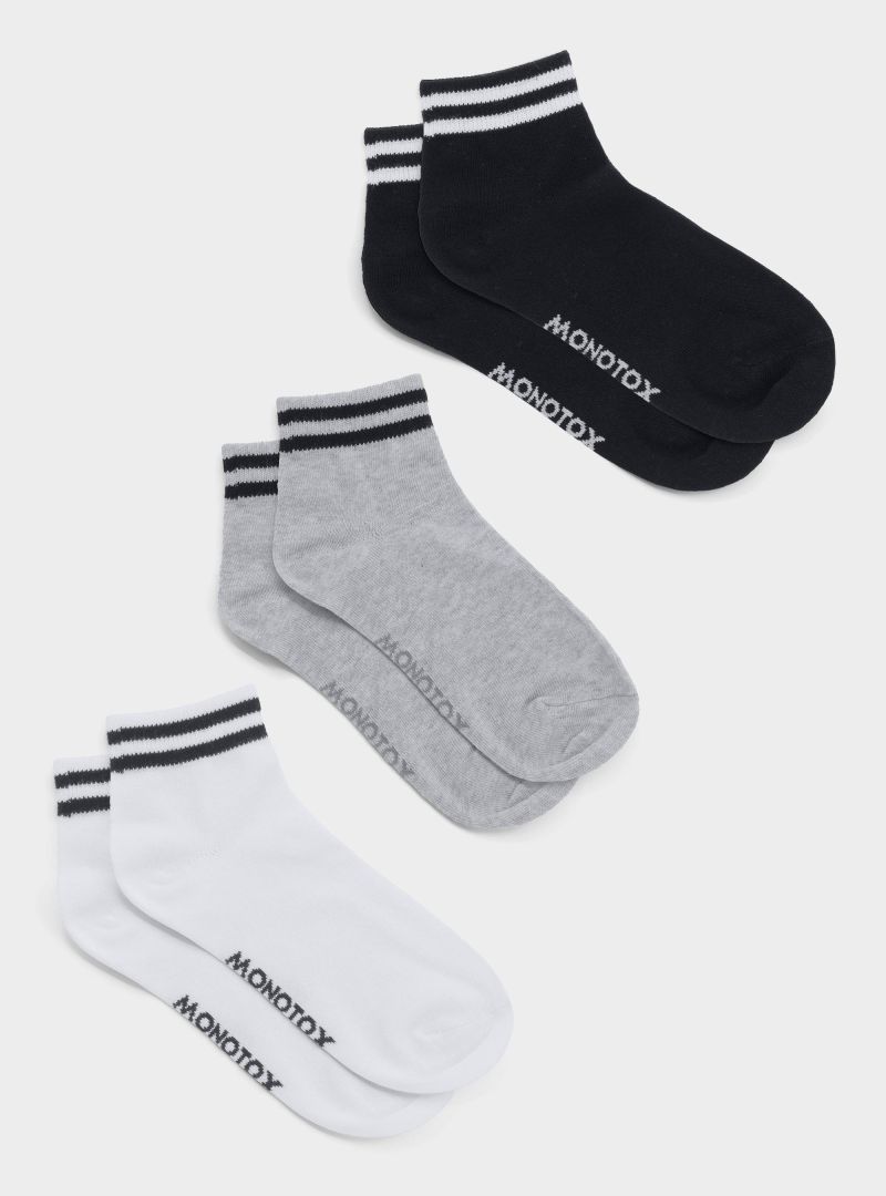 Monotox Męskie Skarpety Ankle Stripes 3pak - Mix Kolorów