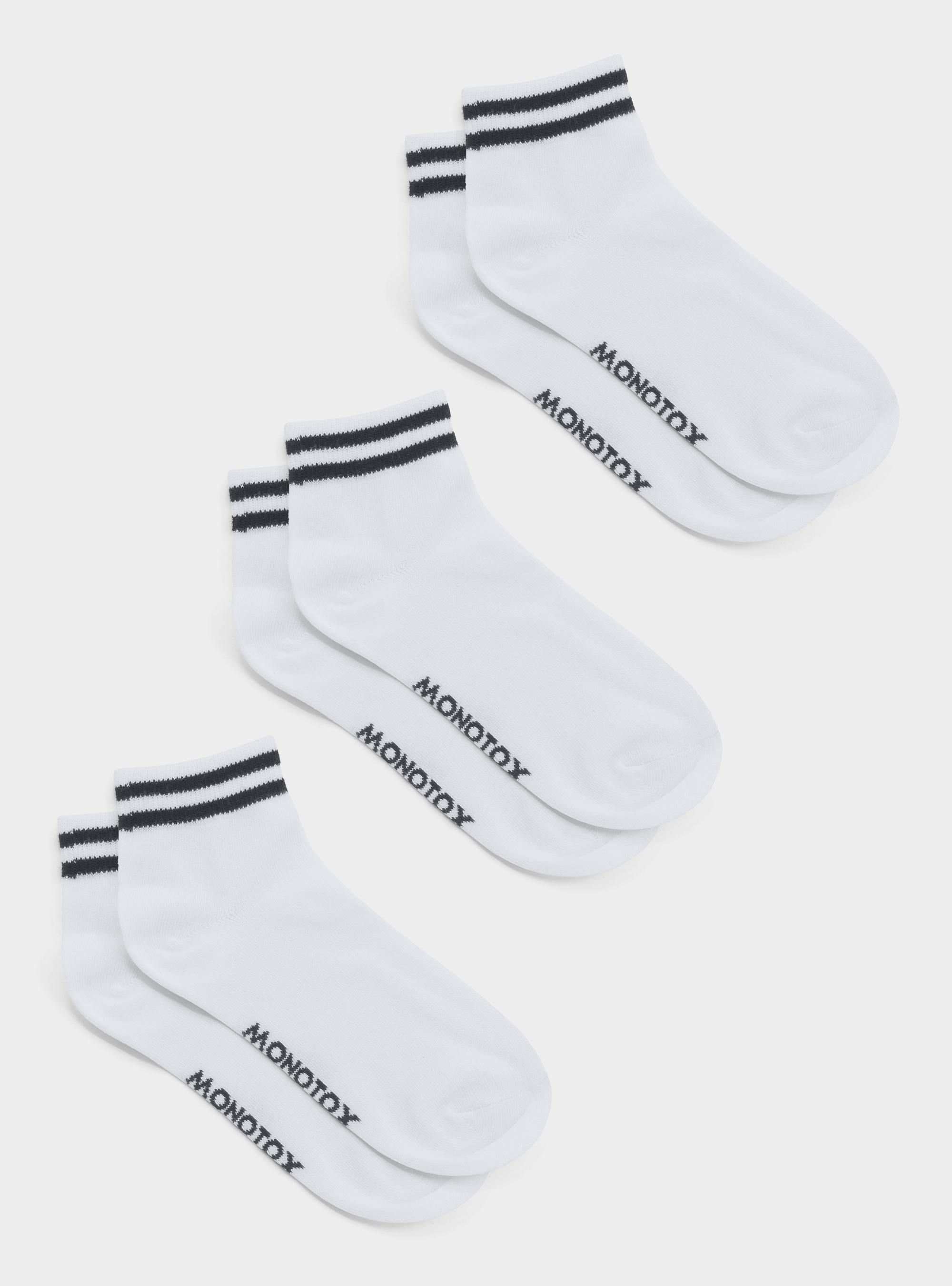 Monotox Męskie Skarpety Ankle Stripes 3pak - Białe