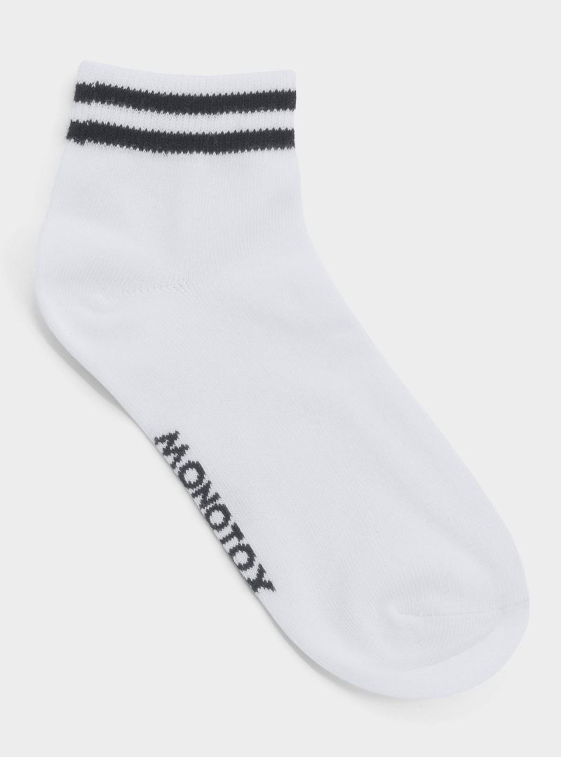Monotox Męskie Skarpety Ankle Stripes 3pak - Białe