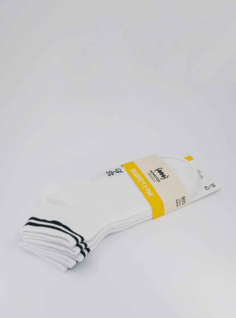Monotox Męskie Skarpety Ankle Stripes 3pak - Białe