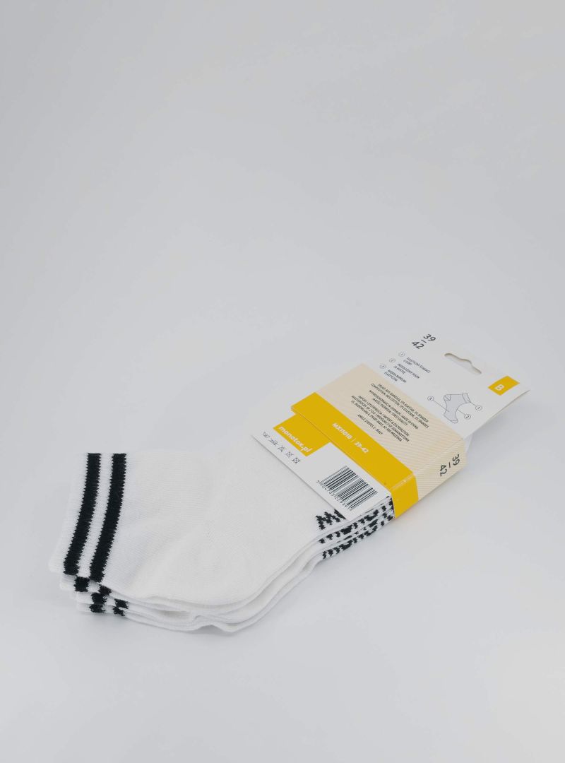 Monotox Męskie Skarpety Ankle Stripes 3pak - Białe
