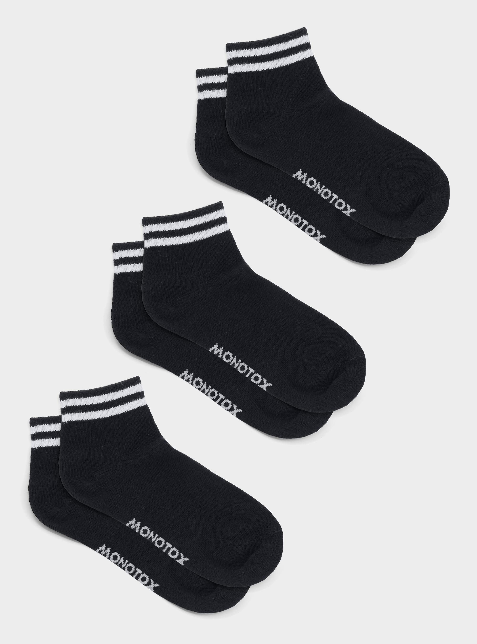 Monotox Męskie Skarpety Ankle Stripes 3pak - Czarne