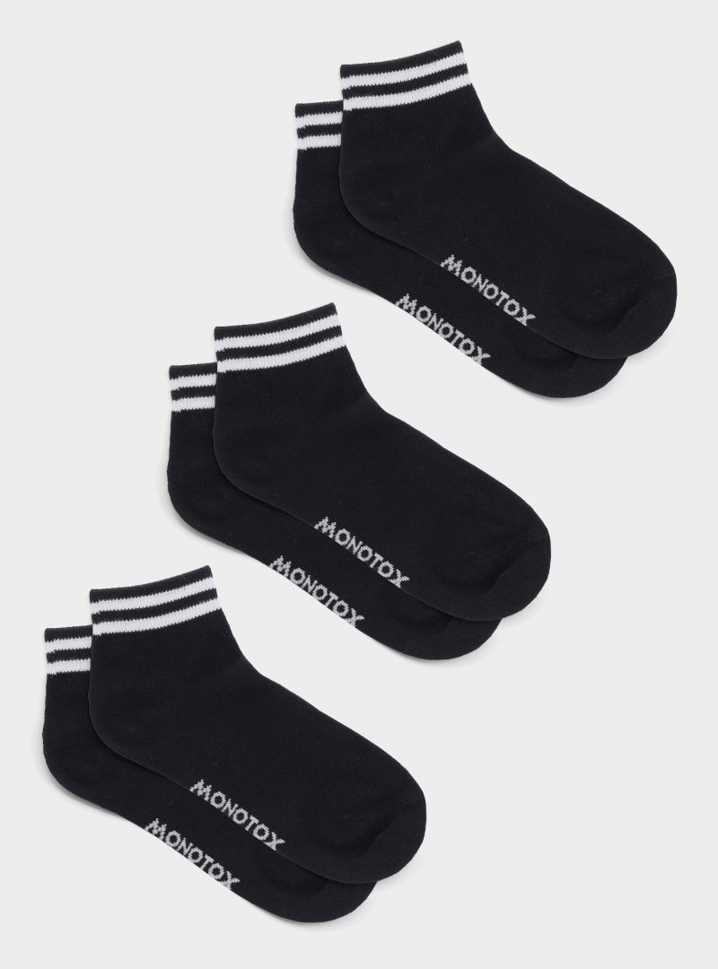 Monotox Męskie Skarpety Ankle Stripes 3pak - Czarne