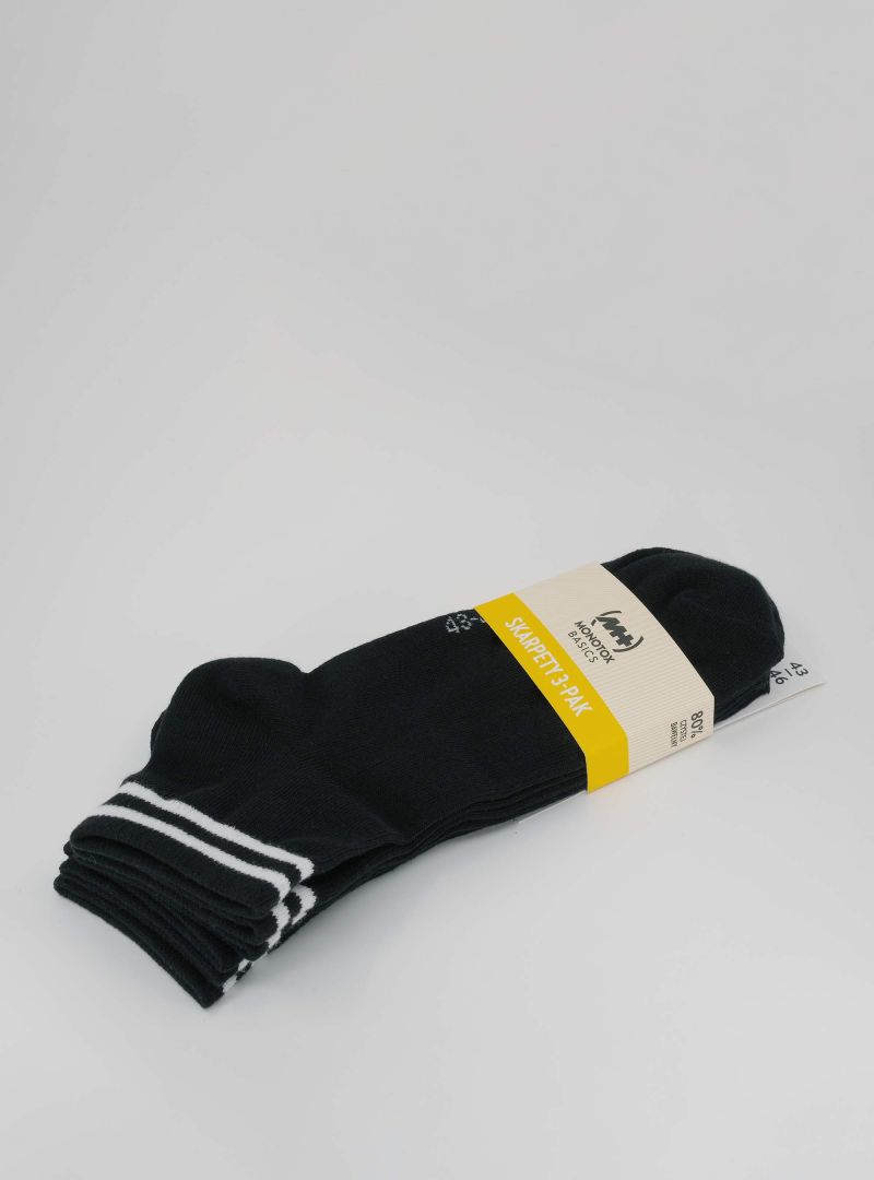 Monotox Męskie Skarpety Ankle Stripes 3pak - Czarne
