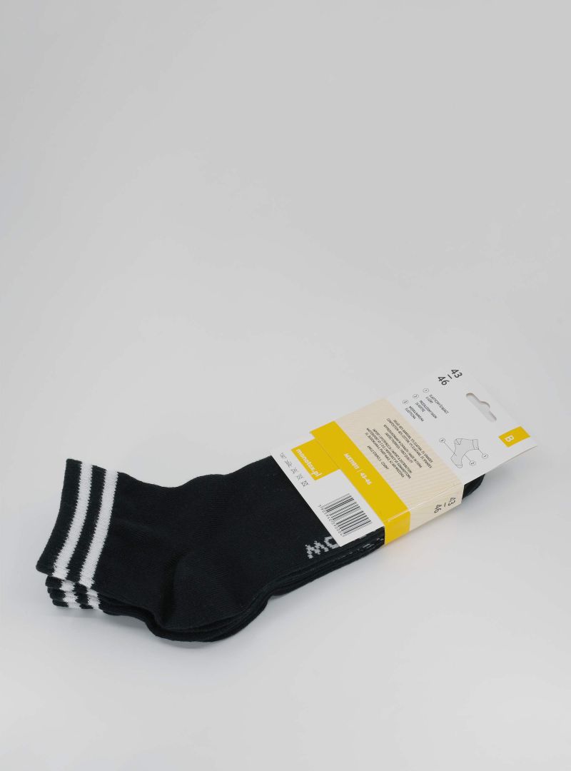 Monotox Męskie Skarpety Ankle Stripes 3pak - Czarne