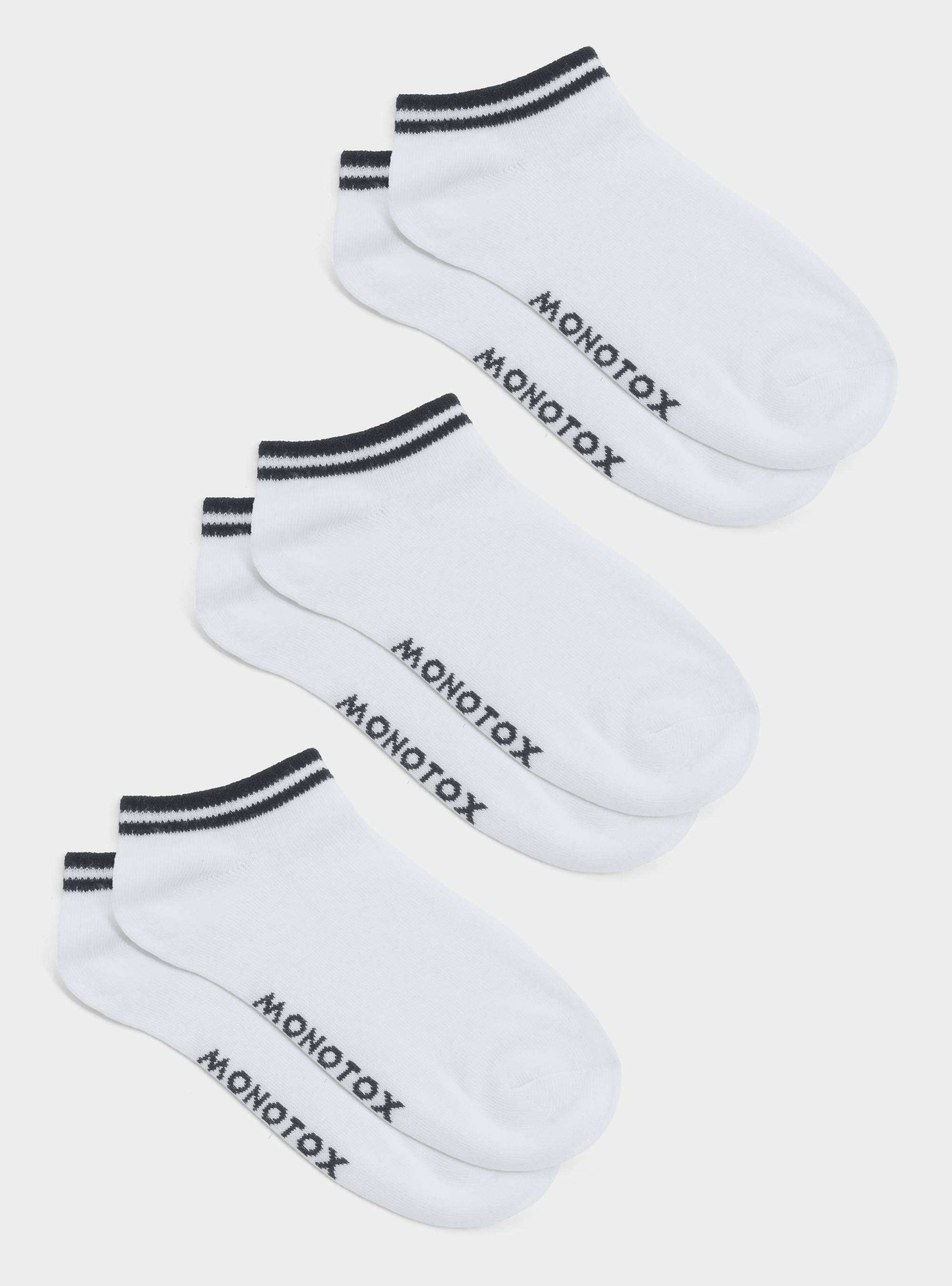 Monotox Męskie Skarpety NO-SHOW STRIPES 3 Biały