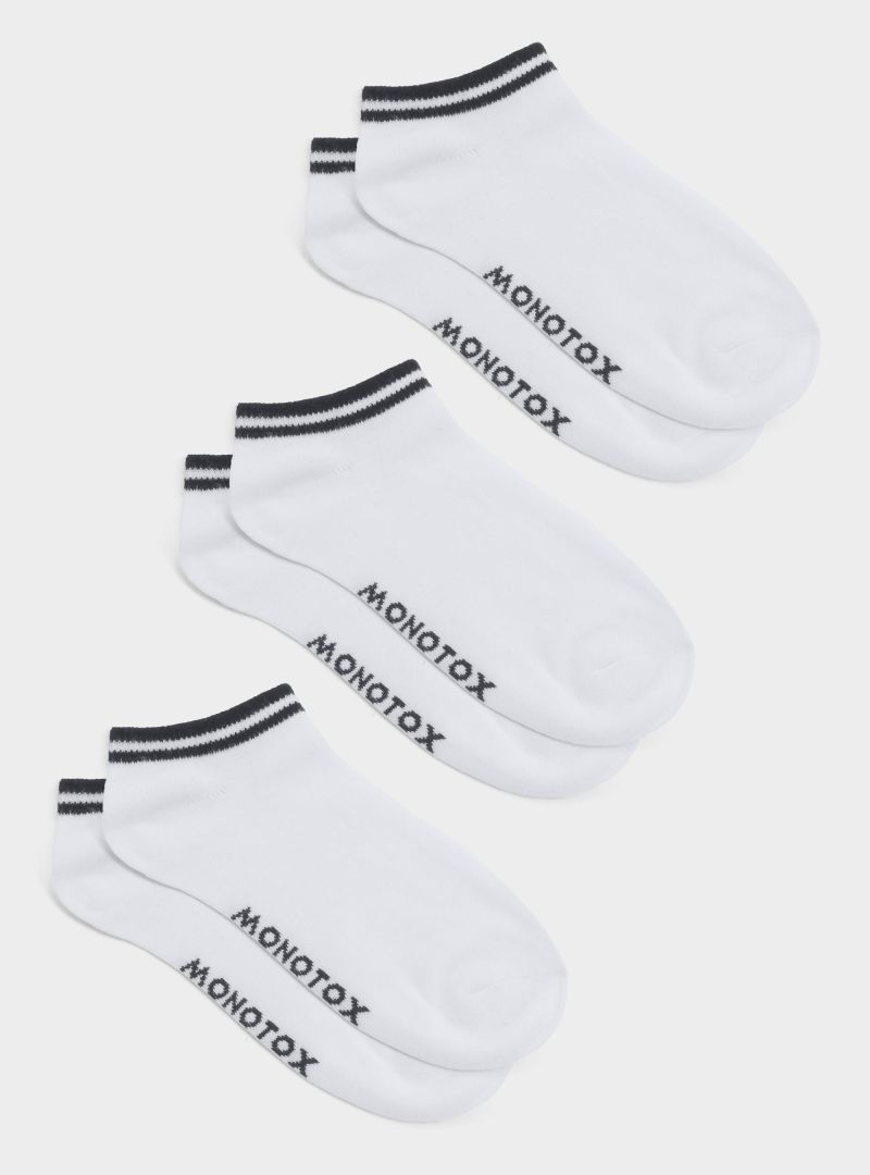 Monotox Męskie Skarpety NO-SHOW STRIPES 3 Biały
