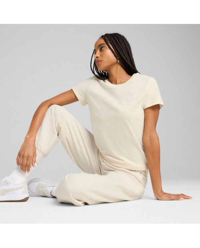 Puma T-shirt Ess Script Tee Beżowy Damski – Kup Online