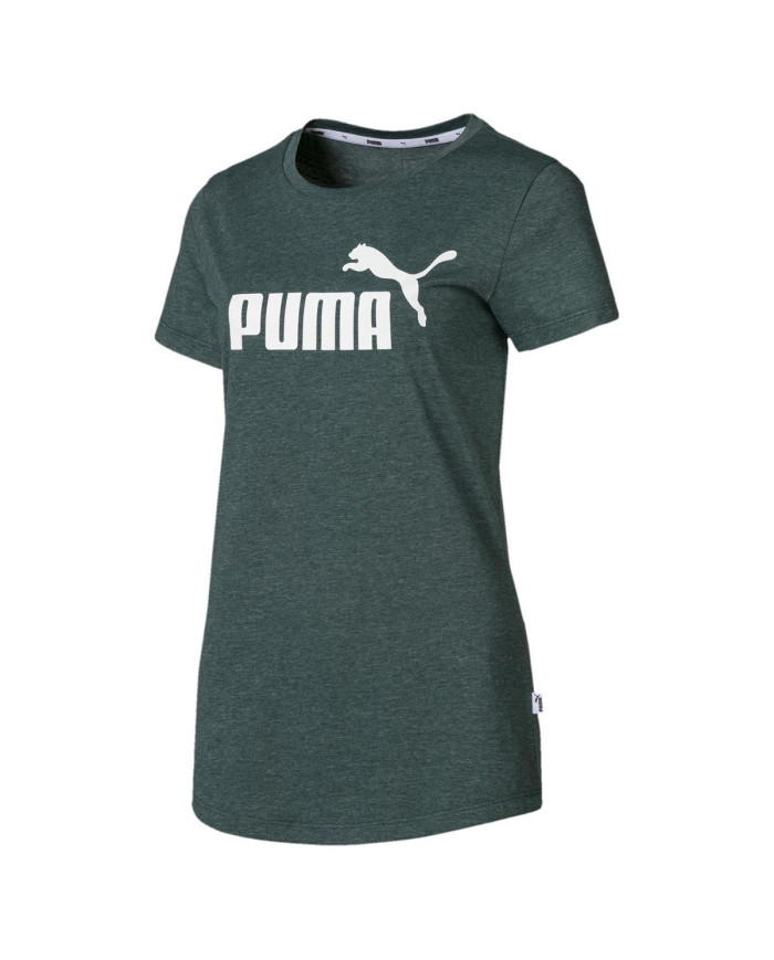Puma Damski T-shirt Ess Logo Heather Zielony | Oficjalny sklep | Monotox
