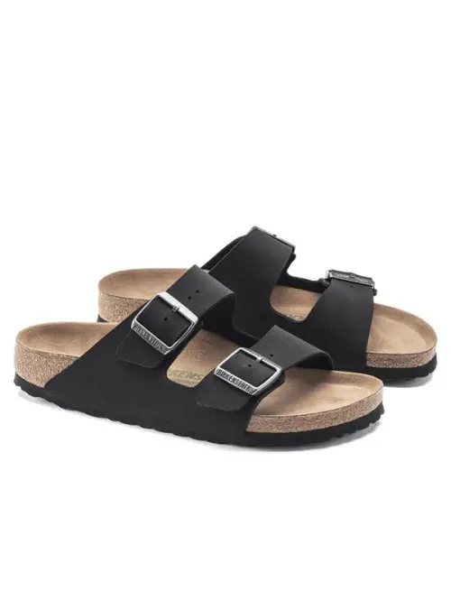 Birkenstock Damskie Klapki Arizona Vegan Birko-Flor Nubuk Narrow 1019057 Black | Sklep Monotox