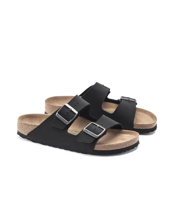 Birkenstock Damskie Klapki Arizona Vegan Birko-Flor Nubuk Narrow 1019057 Black | Sklep Monotox