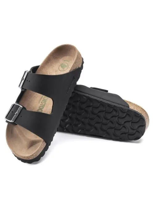 Birkenstock Damskie Klapki Arizona Vegan Birko-Flor Nubuk Narrow 1019057 Black | Sklep Monotox