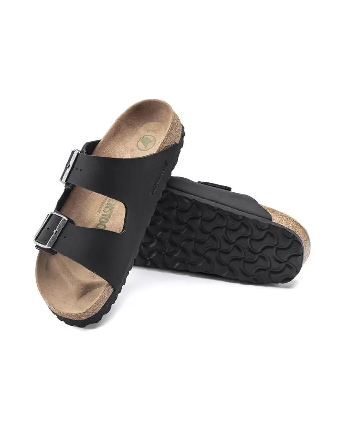 Birkenstock Damskie Klapki Arizona Vegan Birko-Flor Nubuk Narrow 1019057 Black | Sklep Monotox
