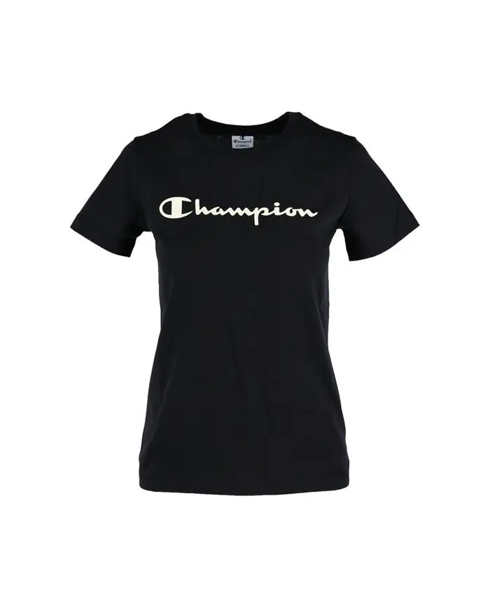 Champion Damski T-shirt Crewneck Tee 113223KK001 Czarny | Sklep Monotox