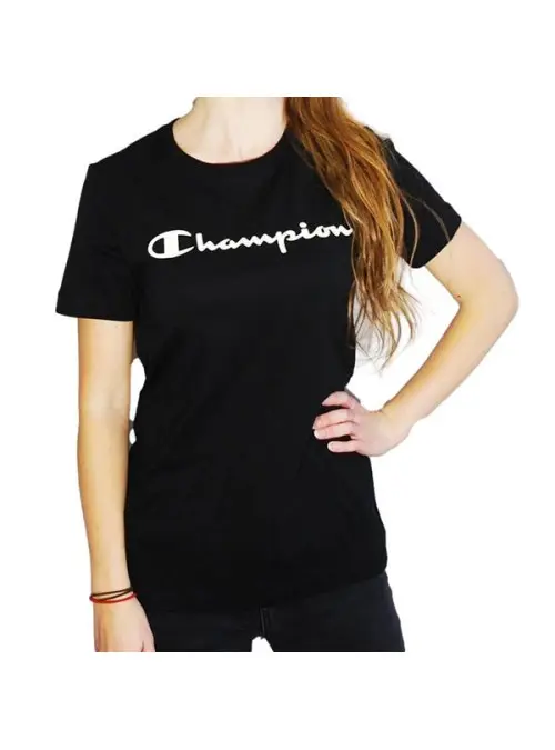 Champion Damski T-shirt Crewneck Tee 113223KK001 Czarny | Sklep Monotox