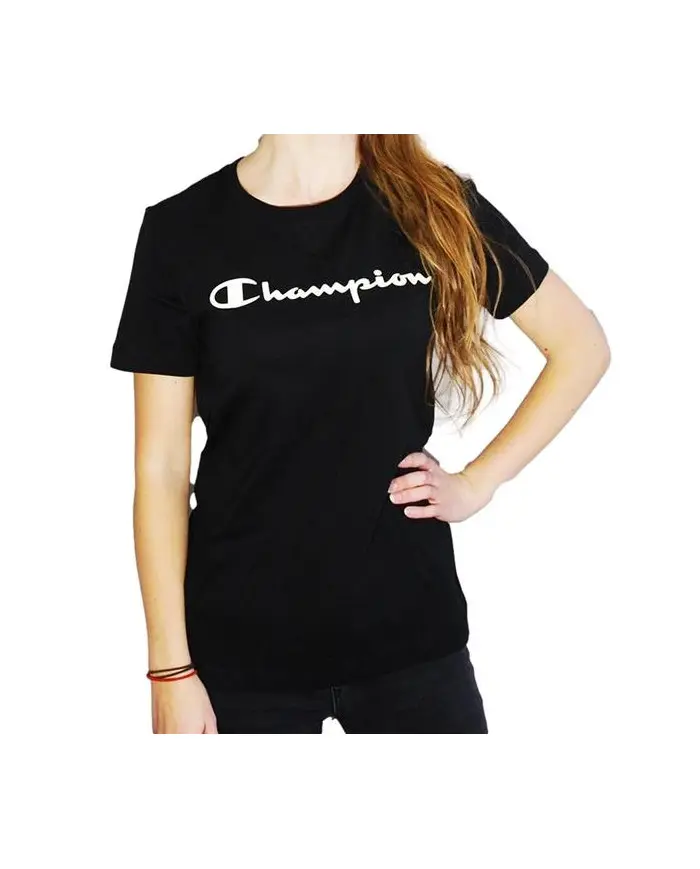 Champion Damski T-shirt Crewneck Tee 113223KK001 Czarny | Sklep Monotox