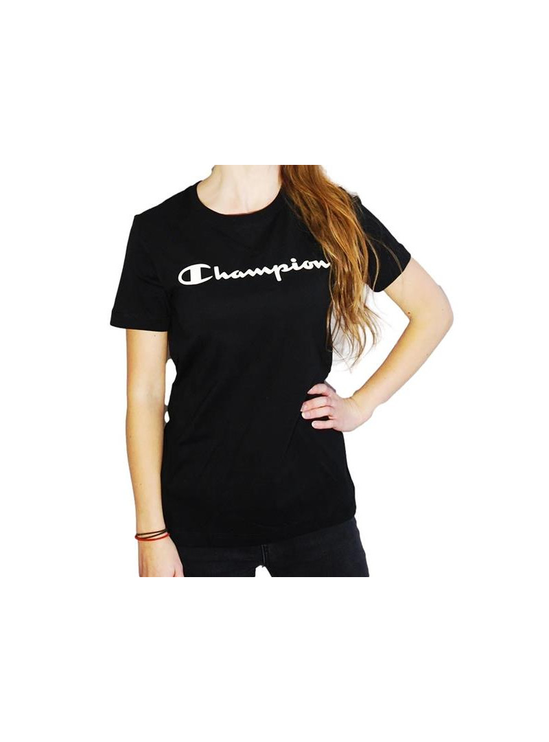 Champion Damski T-shirt Crewneck Tee 113223KK001 Czarny | Sklep Monotox