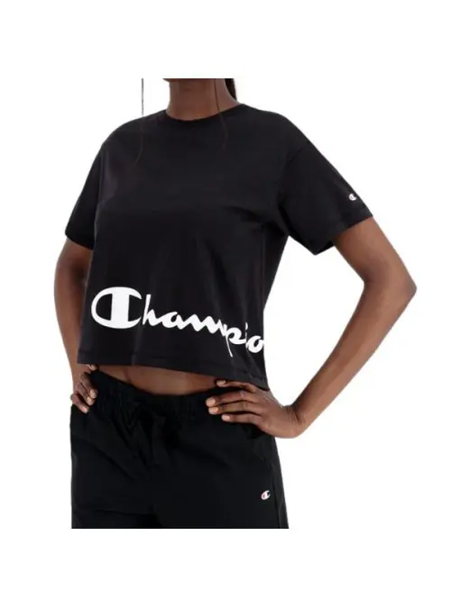 Champion Damski T-shirt Crewneck T-shirt 114431KK001 Czarny | Sklep Monotox