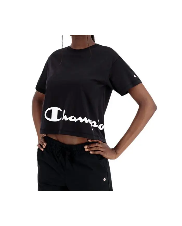 Champion Damski T-shirt Crewneck T-shirt 114431KK001 Czarny | Sklep Monotox